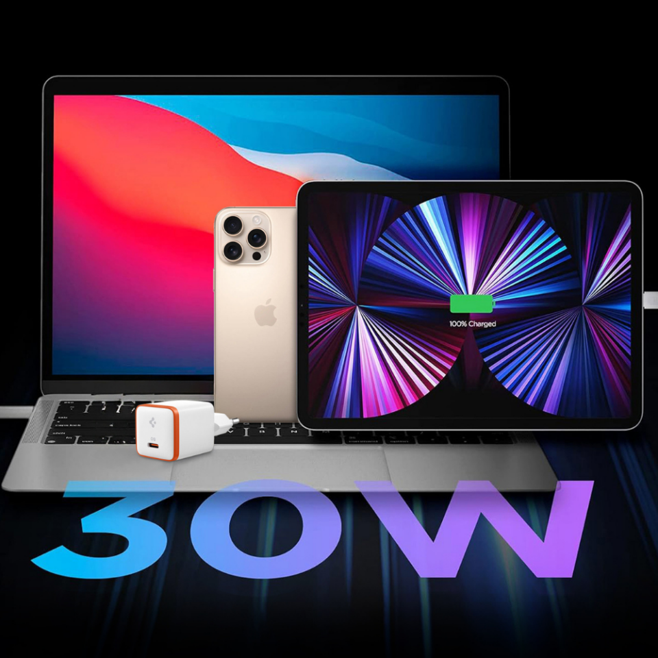 Spigen 30W GaN USB-C Mini Güç Adaptörü - Samsung PPS Destekli Hızlı Şarj Aleti (Isı Düşürücü ve Akım Korumalı) iPhone & Android & iPad & MacBook Type-C