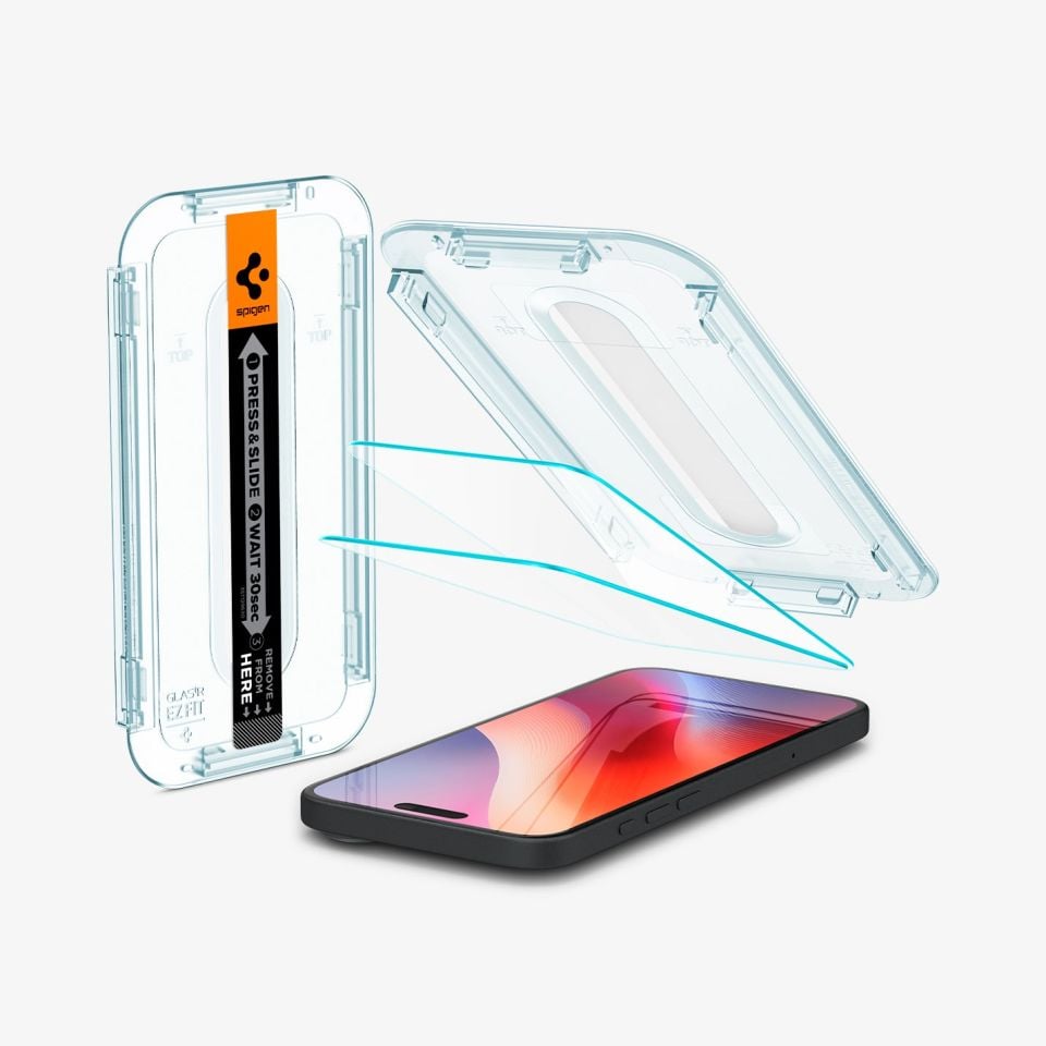 Spigen iPhone 16 / iPhone 15 Cam Ekran Koruyucu Kolay Kurulum Glas.tR EZ Fit Slim HD (2 Adet)