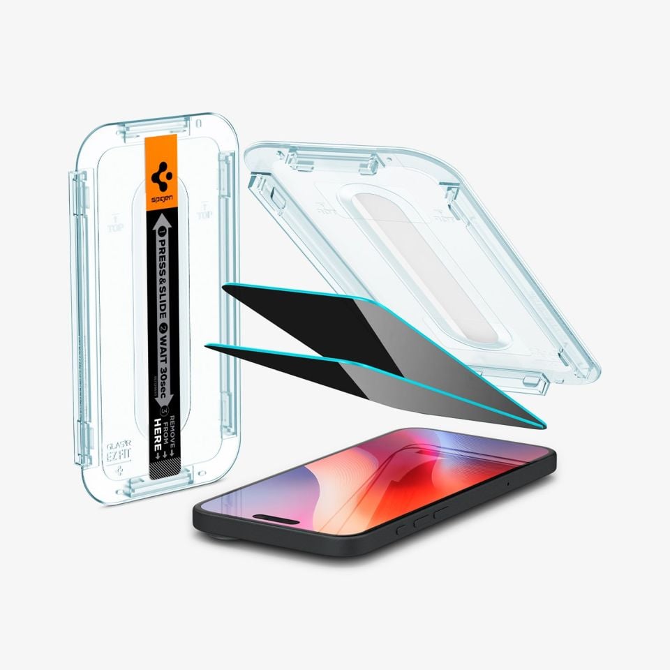 Spigen iPhone 16 / iPhone 15 Hayalet Cam Ekran Koruyucu Kolay Kurulum Glas.tR EZ Fit Privacy (2 Adet)