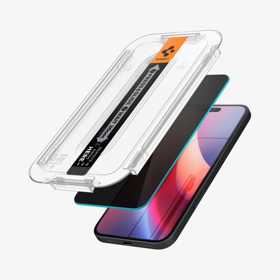 Spigen iPhone 16 / iPhone 15 Hayalet Cam Ekran Koruyucu Kolay Kurulum Glas.tR EZ Fit Privacy (2 Adet)