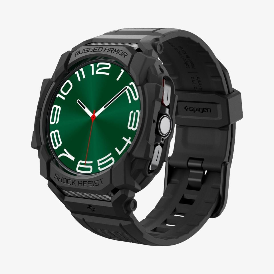 Spigen Galaxy Watch Ultra (47mm) Kılıf & Kordon Kayış Rugged Armor Pro Matte Black