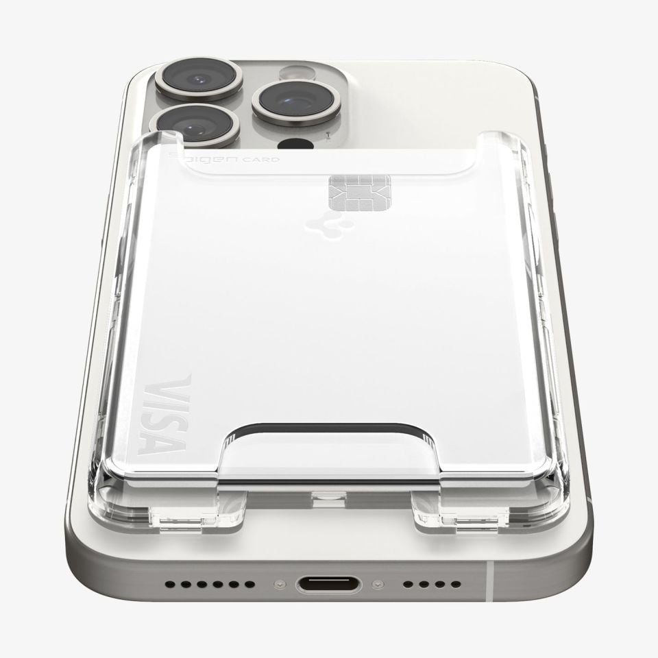 Spigen iPhone için MagSafe Özellikli 3 Kartlı Manyetik Cüzdan Ultra Hybrid Crystal Clear