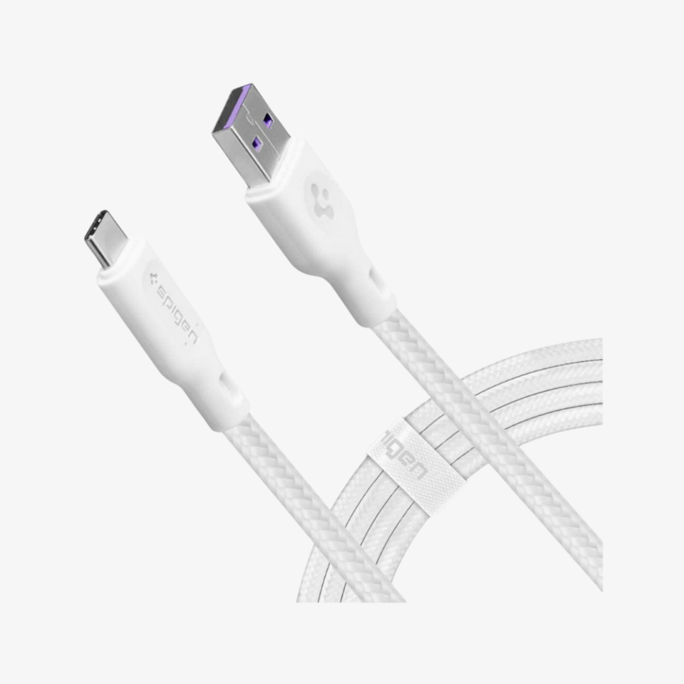 Spigen DuraSync Type-C to USB 2.0 Hızlı Şarj ve Data Kablo (1.5 Metre) C10HS White