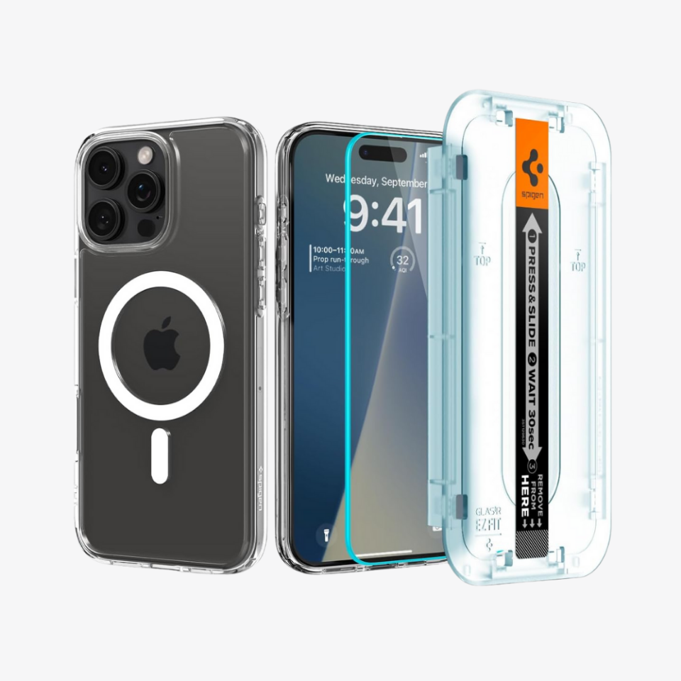 Spigen iPhone 16 Pro Max Kılıf Ultra Hybrid MagFit + Glas.tR EZ Fit Slim HD Kolay Kurulum Cam Ekran Koruyucu + MagSafe Özellikli Kılıf