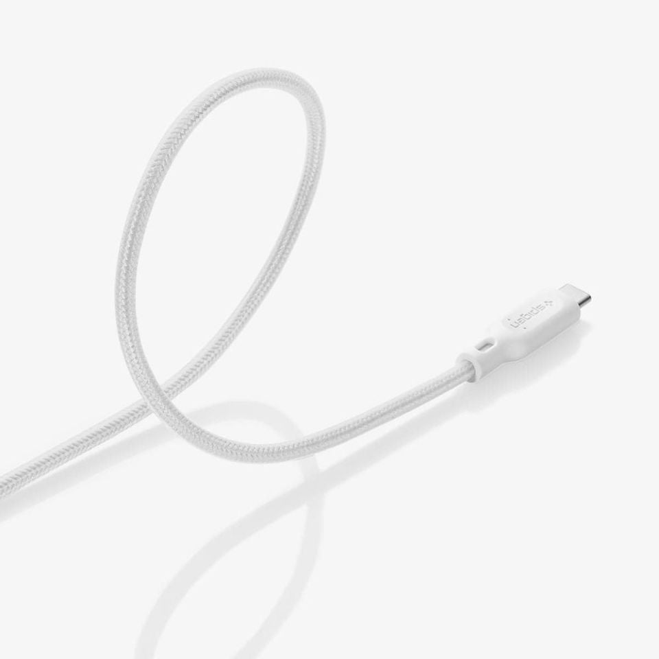 Spigen USB-C to USB-C 1.5 Metre Örgü Kablo 60W Güç / PPS 2.0 Super Hızlı Şarj / Data Type-C Ekstra Dayanıklı DuraSync C11C1 White