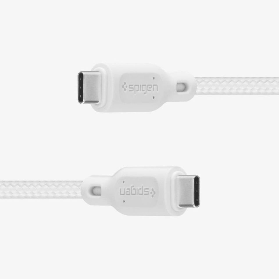 Spigen USB-C to USB-C 1.5 Metre Örgü Kablo 60W Güç / PPS 2.0 Super Hızlı Şarj / Data Type-C Ekstra Dayanıklı DuraSync C11C1 White