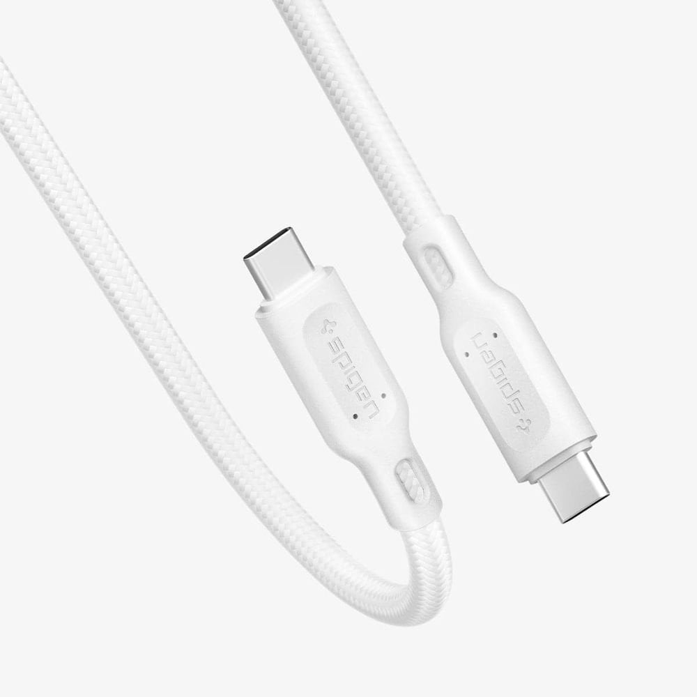 Spigen USB-C to USB-C 1.5 Metre Örgü Kablo 60W Güç / PPS 2.0 Super Hızlı Şarj / Data Type-C Ekstra Dayanıklı DuraSync C11C1 White