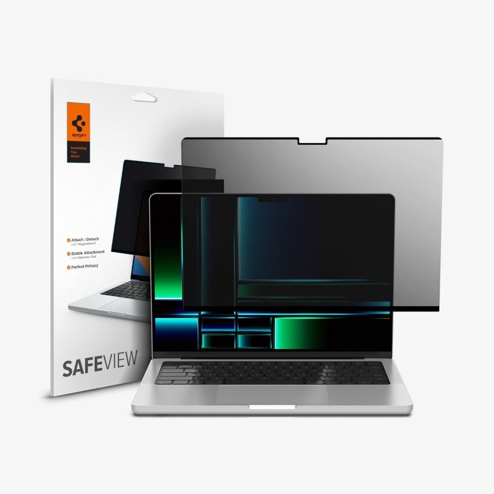 Spigen MacBook Pro 14'' M5(2025) / M4(2024) / M3(2023) / M2(2023) / M1(2021) Hayalet Ekran Koruyucu Safe View Privacy