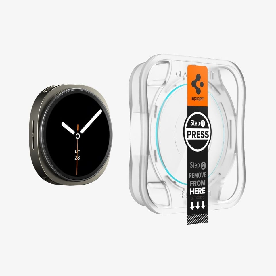 Spigen Galaxy Watch 8 Classic (46mm) ile Uyumlu Cam Ekran Koruyucu Kolay Kurulum Glas.tR EZ Fit Slim HD (2 Adet)
