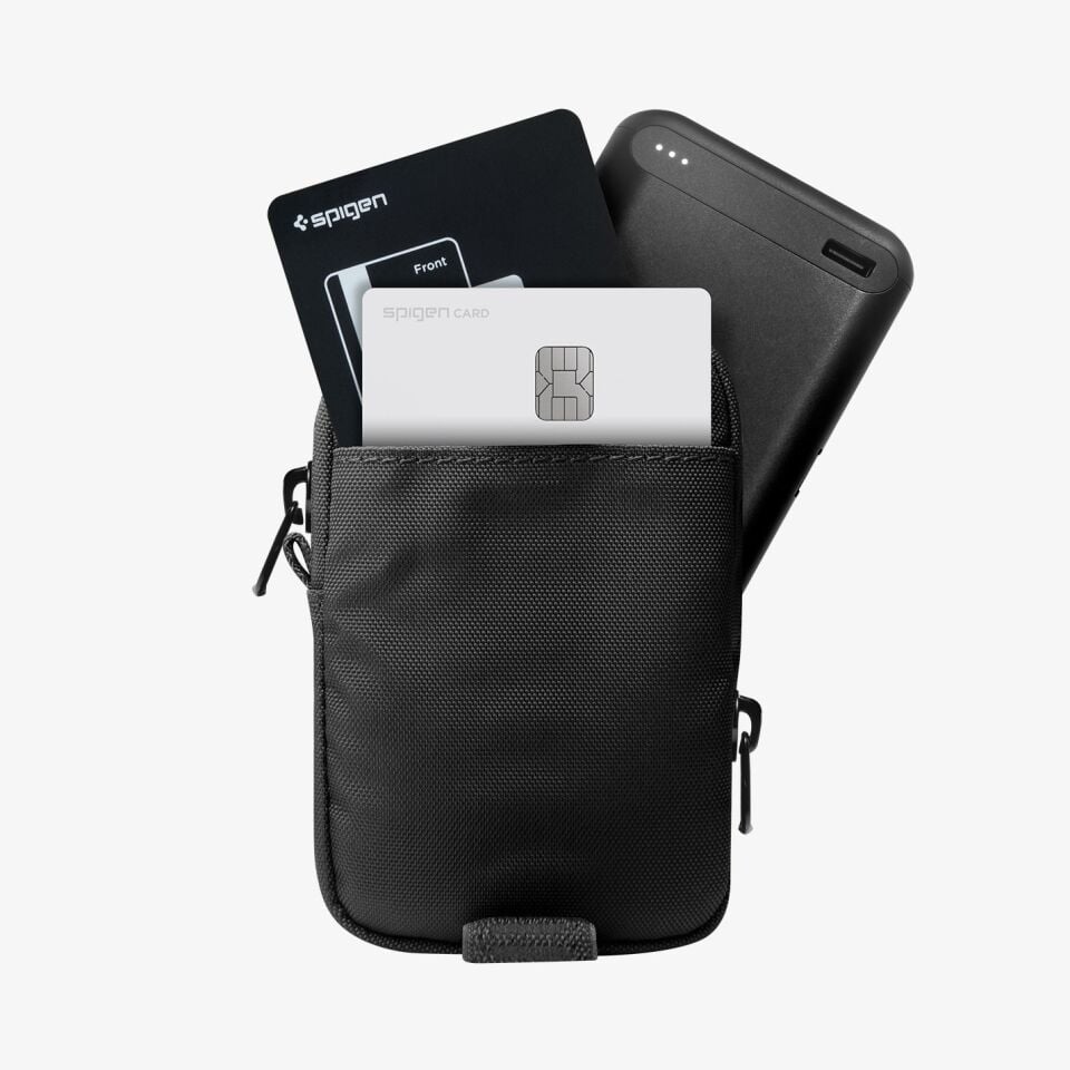 Spigen Apple iPhone ve Samsung Galaxy MagFit+ Kılıflar ile Uyumlu Tintap Zip MagSafe Organizer RFID Korumalı / AirPods Bölmeli Çanta 7 Kartlı Manyetik Cüzdan