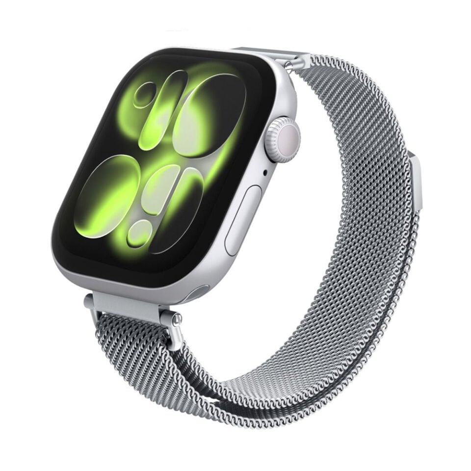 Spigen Apple Watch 42mm Seri 11/10 - 41mm Seri 9/8/7 - 40mm Seri SE3/SE2/SE/6/5/4 Metal Kordon Kayış Band WBM4 Silver