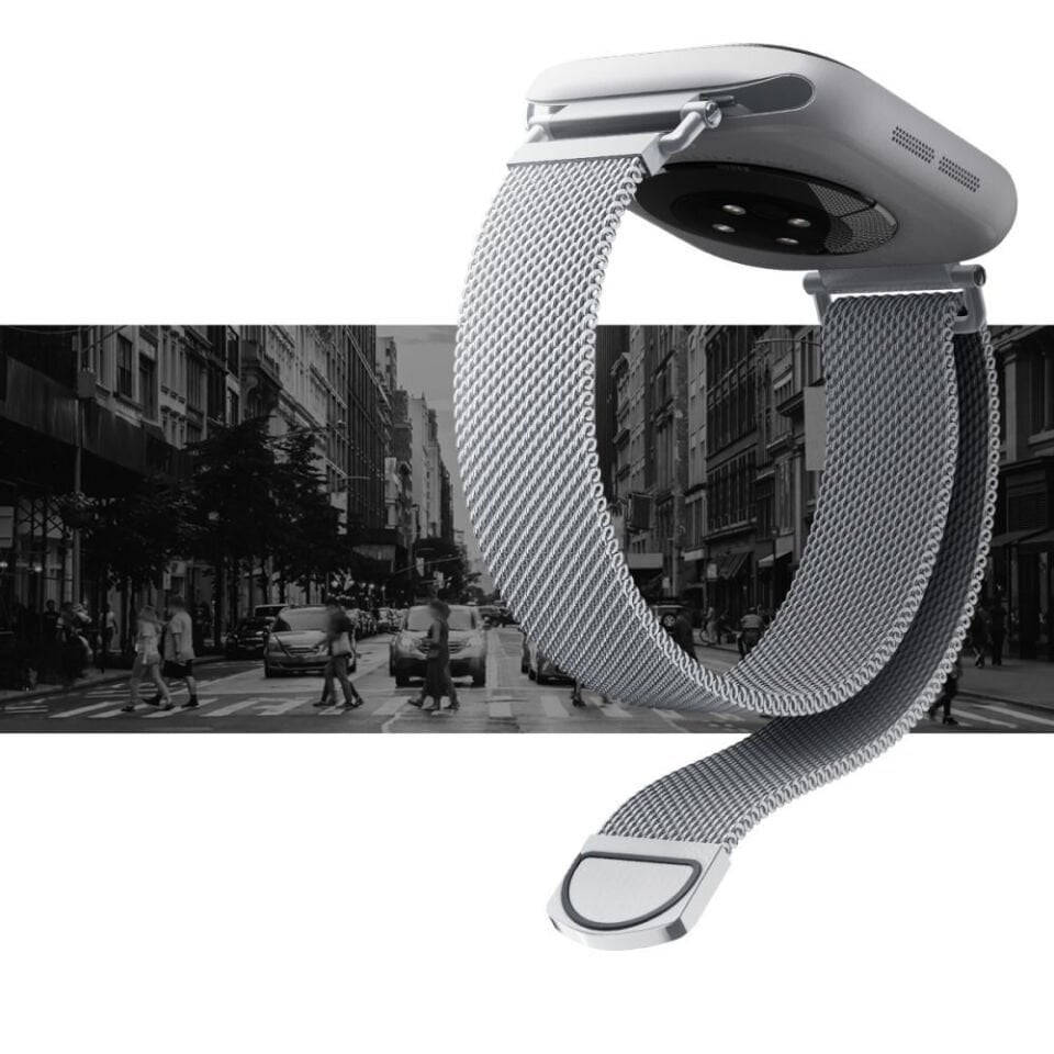 Spigen Apple Watch 42mm Seri 11/10 - 41mm Seri 9/8/7 - 40mm Seri SE3/SE2/SE/6/5/4 Metal Kordon Kayış Band WBM4 Silver