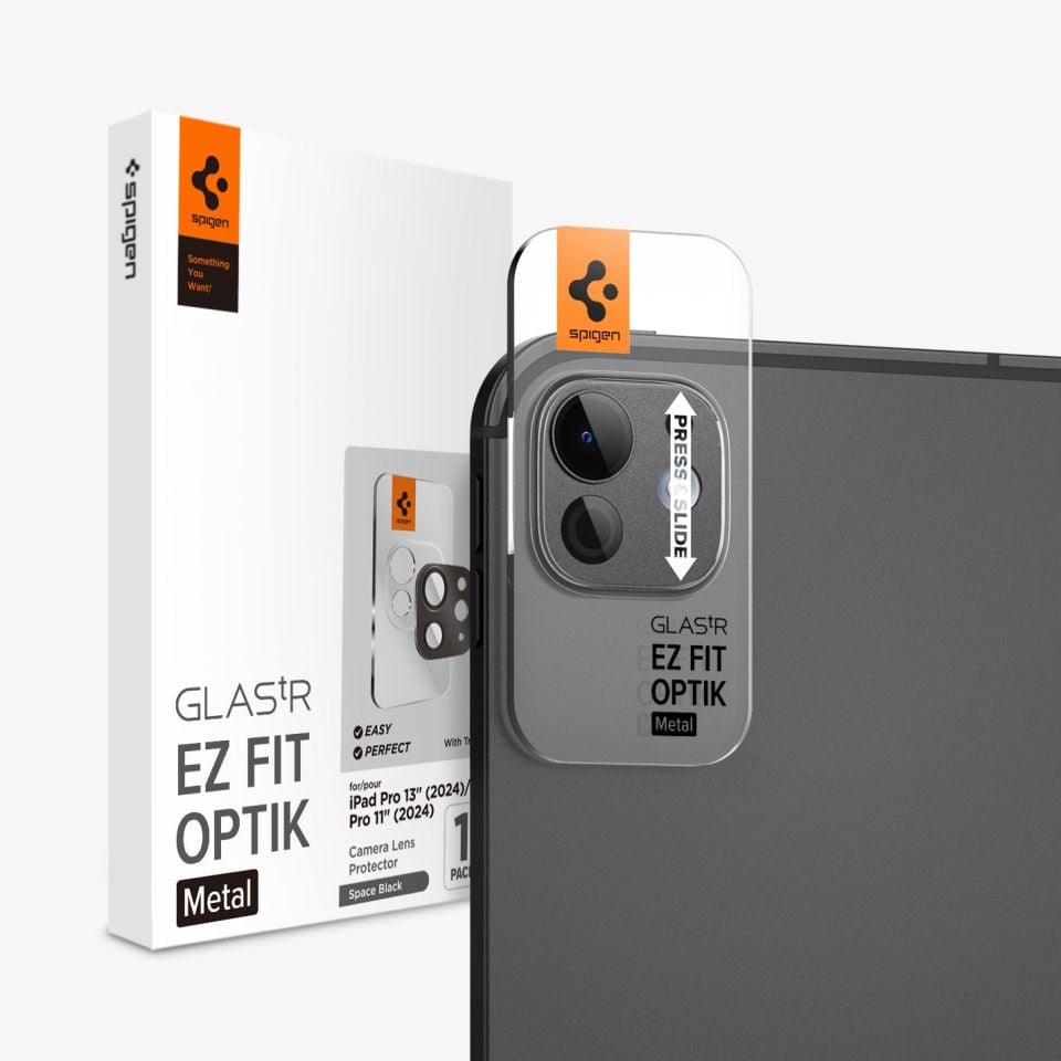 Spigen iPad Pro 13\'\' (2024) / iPad Pro 11\'\' (2024) Kamera Lens Camı Koruyucu Glas.tR EZ Fit Optik Metal (1 Adet) Space Black