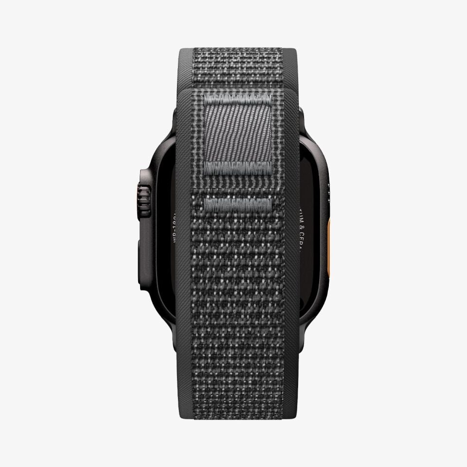Spigen Apple Watch 49mm Ultra Seri 3/2/1 - 46mm Seri 11/10 - 45mm Seri 9/8/7 - 44mm Seri SE3/SE2/SE/6/5/4 ile Uyumlu Kordon Kayış Band Athlex Air 2 Active Black Gray