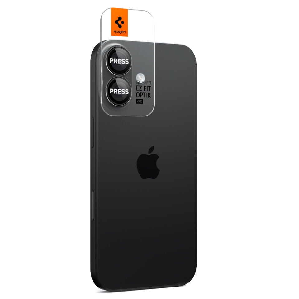 Spigen iPhone 17 / 16 Plus / 16 Kamera Lens Camı Koruyucu Kolay Kurulum GLAS.tR EZ Fit Optik Pro (2 Adet) Black