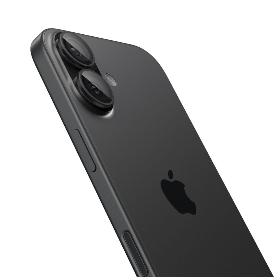 Spigen iPhone 17 / 16 Plus / 16 Kamera Lens Camı Koruyucu Kolay Kurulum GLAS.tR EZ Fit Optik Pro (2 Adet) Black