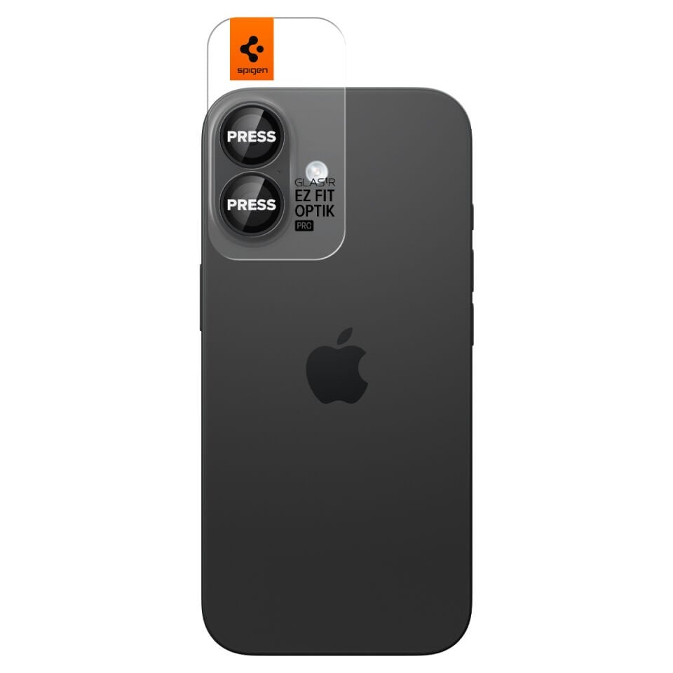 Spigen iPhone 17 / 16 Plus / 16 Kamera Lens Camı Koruyucu Kolay Kurulum GLAS.tR EZ Fit Optik Pro (2 Adet) Black