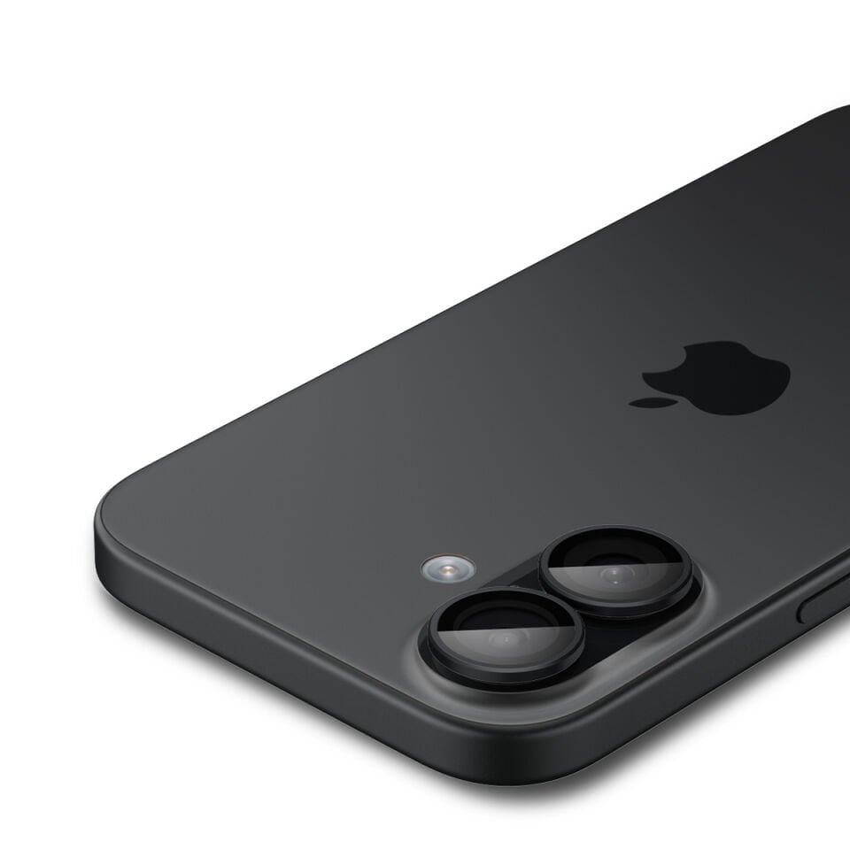 Spigen iPhone 17 / 16 Plus / 16 Kamera Lens Camı Koruyucu Kolay Kurulum GLAS.tR EZ Fit Optik Pro (2 Adet) Black