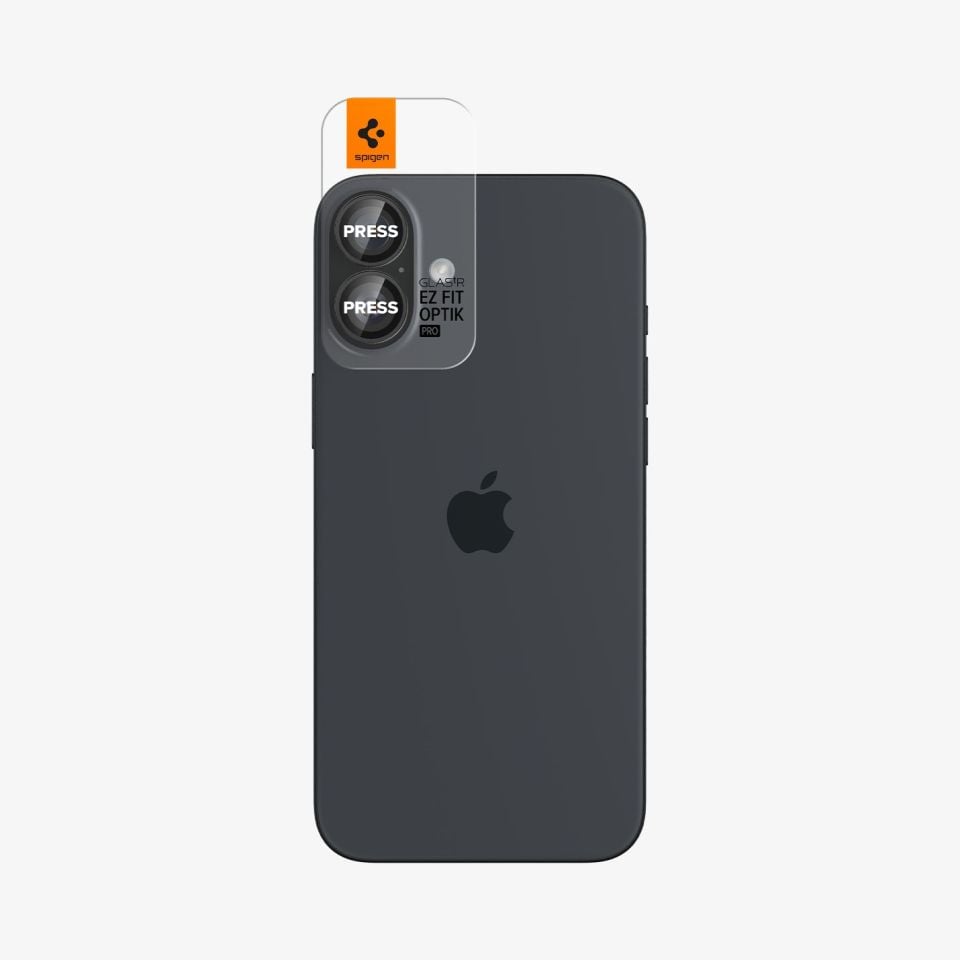 Spigen iPhone 16 Plus / iPhone 16 Kamera Lens Camı Koruyucu Glas.tR EZ Fit Optik Pro Black (2 Adet) Black