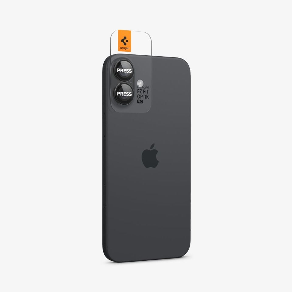 Spigen iPhone 16 Plus / iPhone 16 Kamera Lens Camı Koruyucu Glas.tR EZ Fit Optik Pro Black (2 Adet) Black