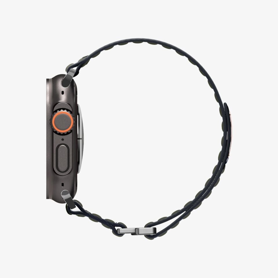 Spigen Apple Watch 49mm Ultra Seri 3/2/1 - 46mm Seri 11/10 - 45mm Seri 9/8/7 - 44mm Seri SE3/SE2/SE/6/5/4 ile Uyumlu Kordon Kayış Band WBF0 Green