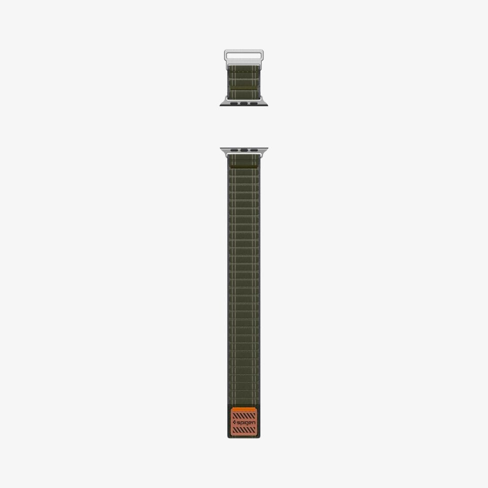 Spigen Apple Watch 49mm Ultra Seri 3/2/1 - 46mm Seri 11/10 - 45mm Seri 9/8/7 - 44mm Seri SE3/SE2/SE/6/5/4 ile Uyumlu Kordon Kayış Band WBF0 Green