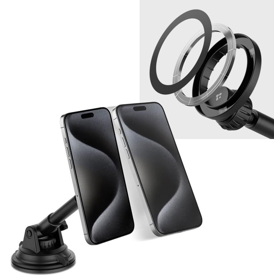 Spigen MagSafe Araç içi Telefon Tutucu Dashboard (Ön Konsol ile Uyumlu) iPhone & MagFit ile Uyumlu + Dahili Metal Halka MFT35