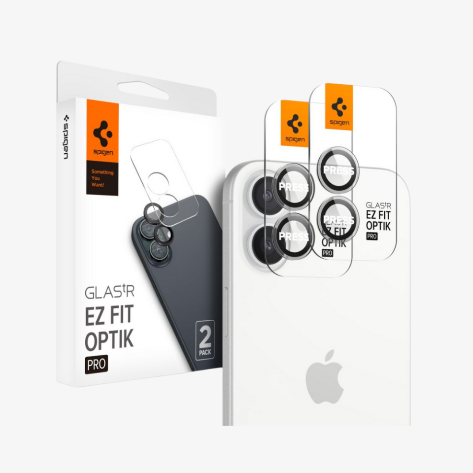 Spigen iPhone 16 Plus / iPhone 16 Kamera Lens Camı Koruyucu  Glas.tR EZ Fit Optik Pro (2 Adet) Crystal Clear