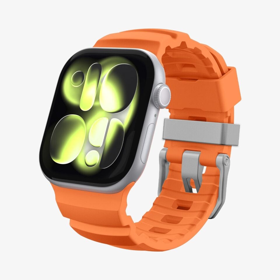 Spigen Apple Watch 49mm Ultra Seri 3/2/1 - 46mm Seri 11/10 - 45mm Seri 9/8/7 - 44mm Seri SE3/SE2/SE/6/5/4 ile Uyumlu Kordon Kayış Band WBS2 Orange