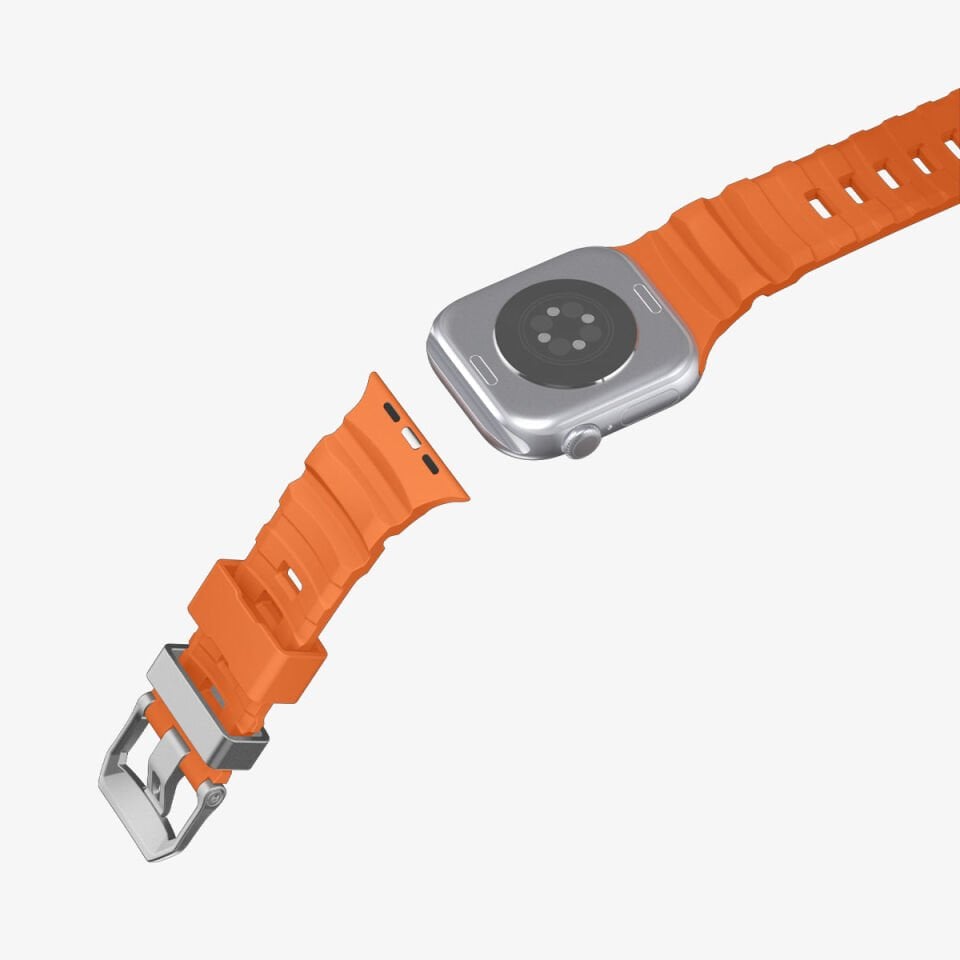 Spigen Apple Watch 49mm Ultra Seri 3/2/1 - 46mm Seri 11/10 - 45mm Seri 9/8/7 - 44mm Seri SE3/SE2/SE/6/5/4 ile Uyumlu Kordon Kayış Band WBS2 Orange