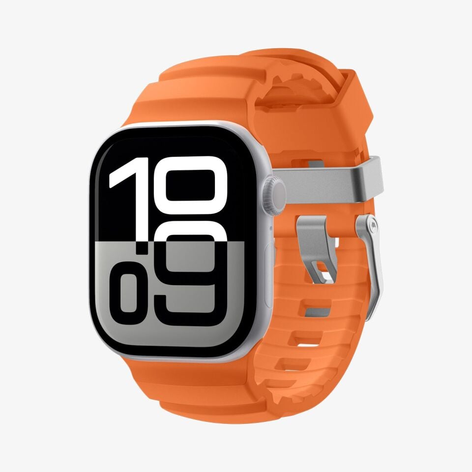 Spigen Apple Watch 49mm Ultra Seri 3/2/1 - 46mm Seri 11/10 - 45mm Seri 9/8/7 - 44mm Seri SE3/SE2/SE/6/5/4 ile Uyumlu Kordon Kayış Band WBS2 Orange