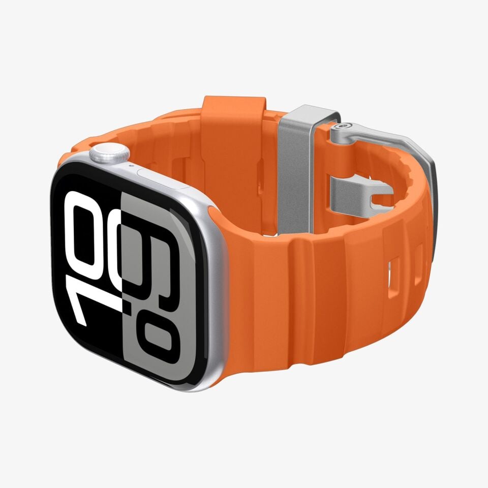Spigen Apple Watch 49mm Ultra Seri 3/2/1 - 46mm Seri 11/10 - 45mm Seri 9/8/7 - 44mm Seri SE3/SE2/SE/6/5/4 ile Uyumlu Kordon Kayış Band WBS2 Orange