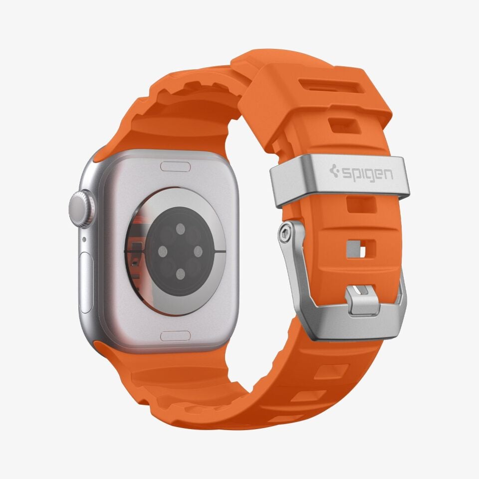 Spigen Apple Watch 49mm Ultra Seri 3/2/1 - 46mm Seri 11/10 - 45mm Seri 9/8/7 - 44mm Seri SE3/SE2/SE/6/5/4 ile Uyumlu Kordon Kayış Band WBS2 Orange