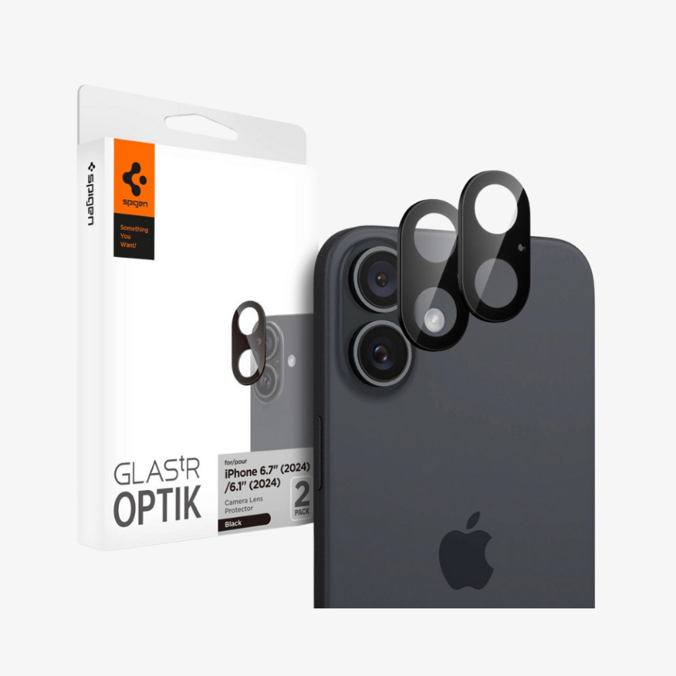 Spigen iPhone 17 / 16 / 16 Plus ile Uyumlu Kamera Lens Camı Koruyucu GLAS.tR Optik (2 Adet) Black
