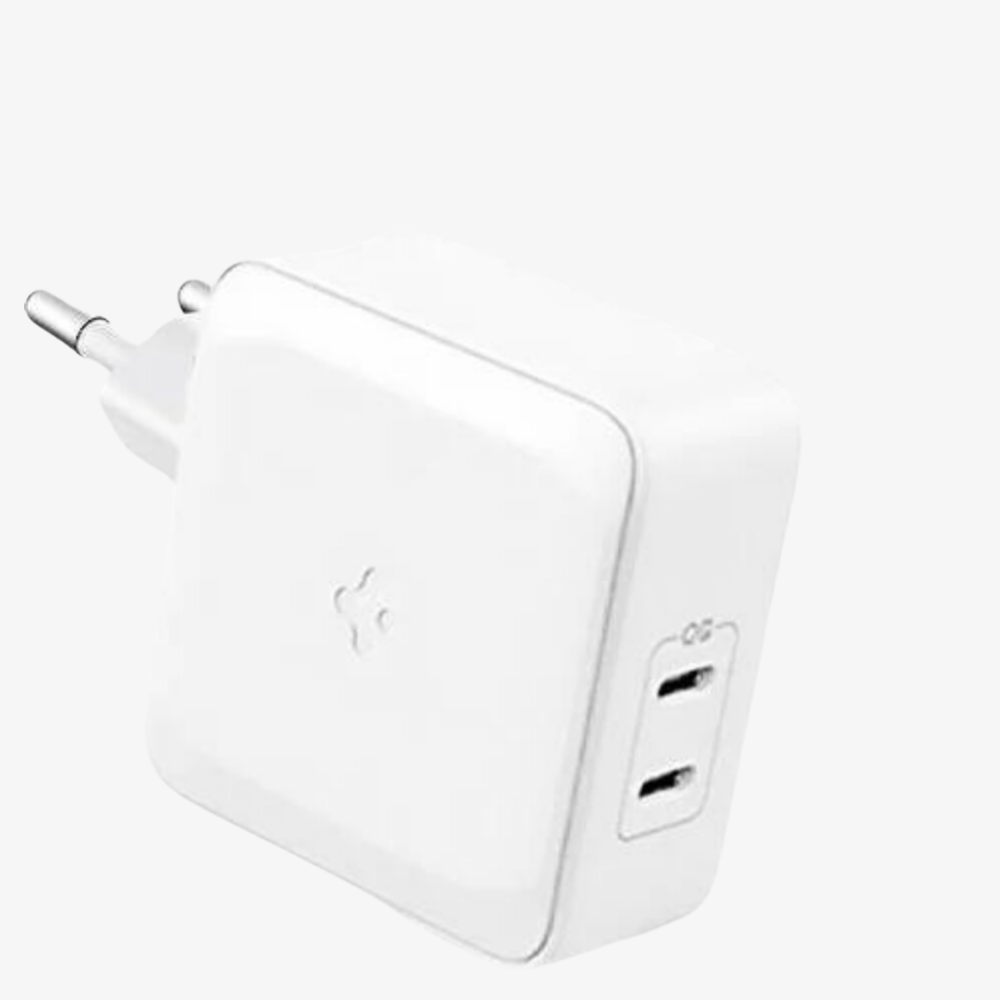 Spigen 45W USB-C 2 Port Güç Adaptörü - Hızlı Şarj Aleti iPhone & Android & iPad & MacBook Type-C Değiştirilebilir Başlık White