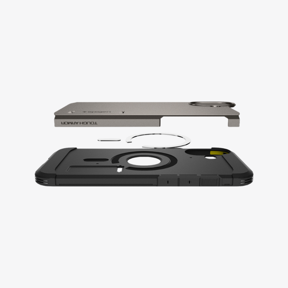 Spigen iPhone 16 Kılıf Tough Armor AI MagFit MagSafe Özellikli Gunmetal