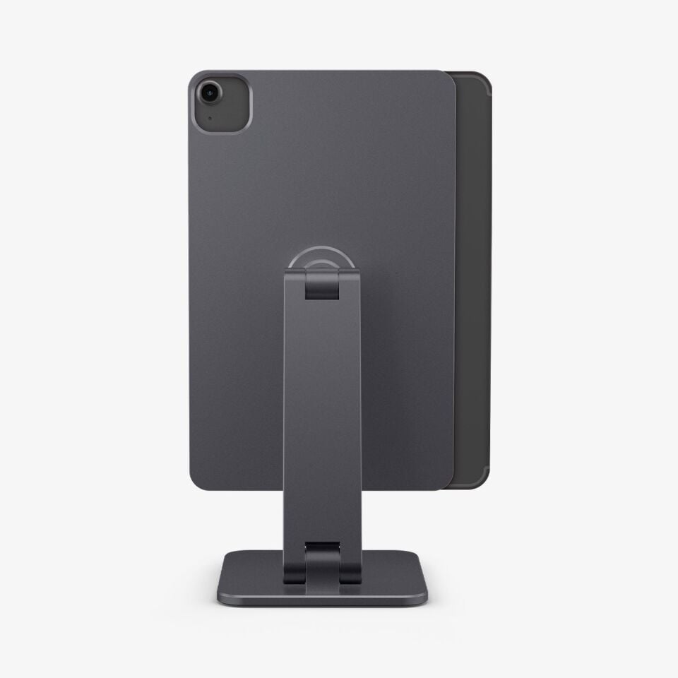 Spigen Apple iPad Air 11'' 2026-2025-2024 / 10.9” 2022-2020 MagFit Manyetik Kablosuz Şarj Standı / 360° Dönebilen Ayarlanabilir Alüminyum Tablet Standı (Kablo Dahil Değildir) LD207W1